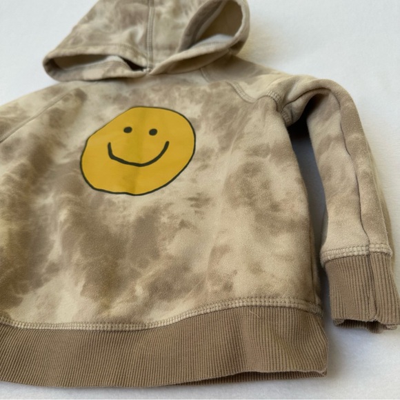 Toddler Boy/Girl Smiley Face Graphic Yellow & Tan Tye Die Hoodie 3T - Picture 2 of 7
